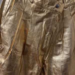 Vintage, gold, leather pants high waisted